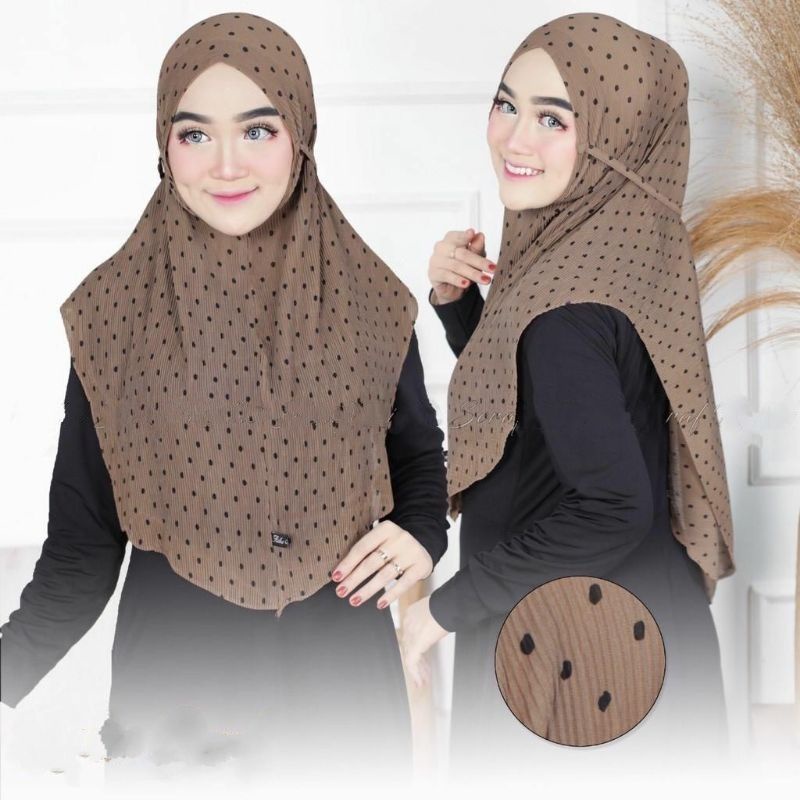 Bergo Plisket Polkadot / bergo Plisket Polkadot Murah/ JILBAB BERGO POLKADOT MURAH HIGH QUALITY