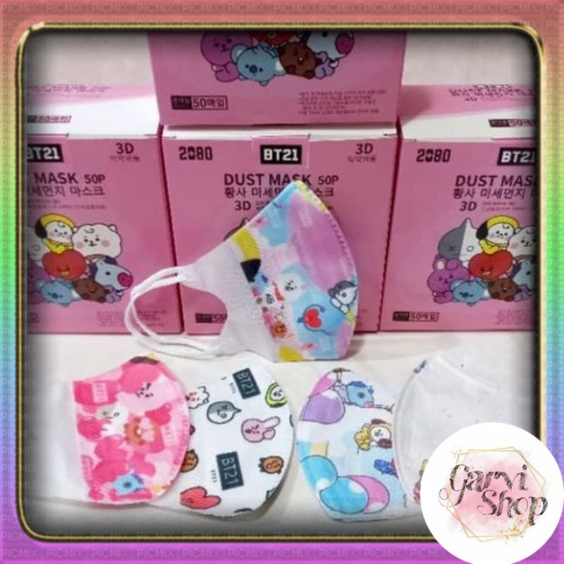[COD] MASKER DUCKBILL MOTIF BTS BT21 UNTUK ANAK