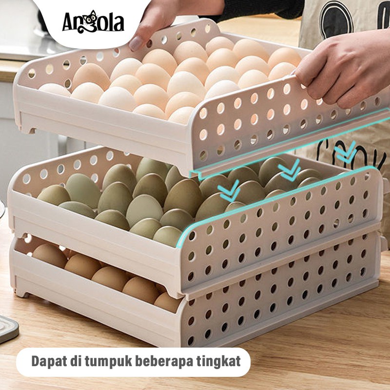 Kotak Telur Sliding  / Rak Tempat Penyimpanan Telur Rak Telur Plastik 1 Tingkat Egg 84