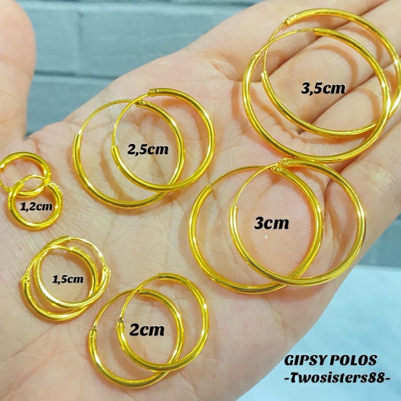 Anting Hoop Xuping Bulat 20/25Inc Lapis Emas