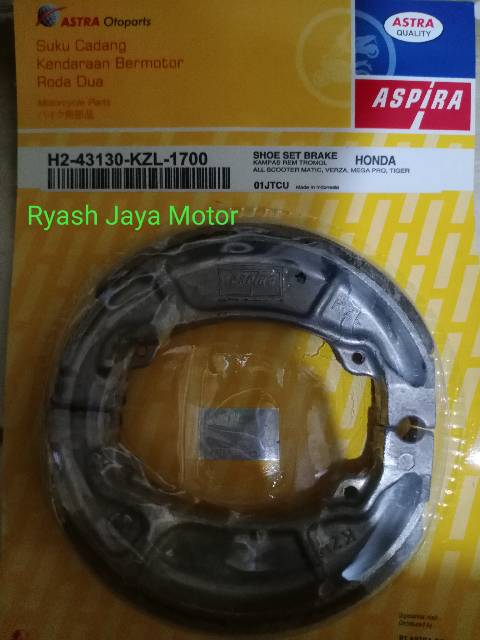 Kampas rem belakang Aspira Astra for honda beat/beat f1/verza/mega pro/tiger/beat esp/vario 125/150