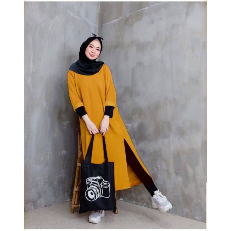 JF Atasan Tunik Wanita Polos Terbaru | Long Tunik Polos Babyterry CANTIKA POLOS LD 110 PJ 110