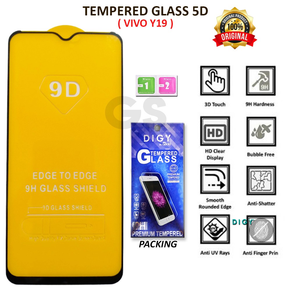 Tempered Glass 5D 10D FULL RAKKI FOR VIVO Y19 Y30 Y50 Y70S Y91 Y95 Y91C Y93 V19 V17 Z3i