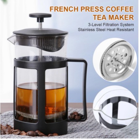 French Press Coffee Maker Tea Plunger Alat Press Kopi Teh 350ML Press Kopi