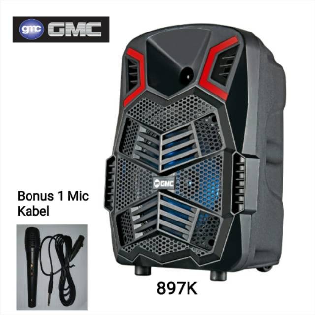 Speaker GMC 897K 8 inch Subwoofer Bluetooth Portable Free Mic Karaoke