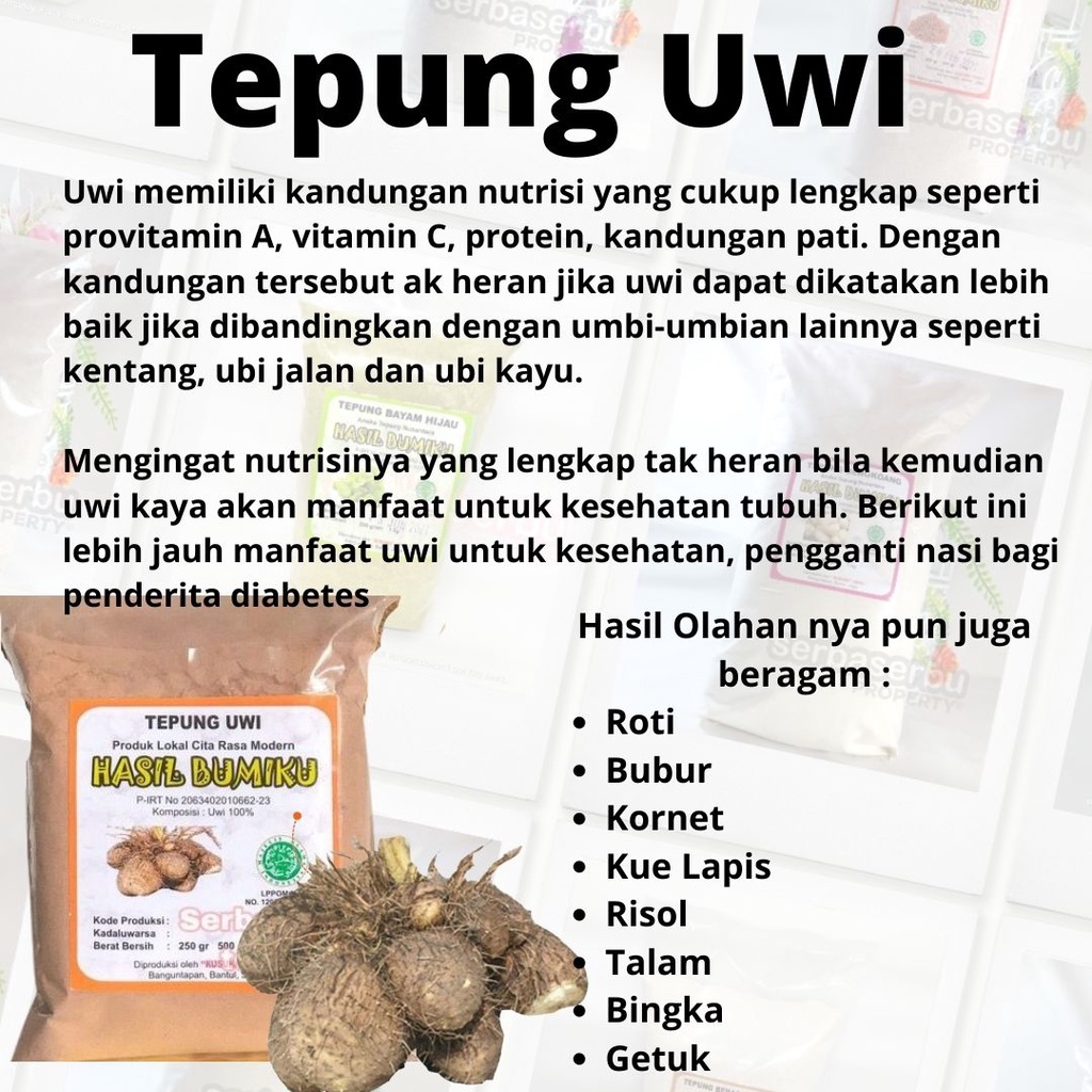 

Tepung Uwi Ungu Kemasan 1kg Gluten Free Organik Hasil Bumiku Kusuka Ubiku