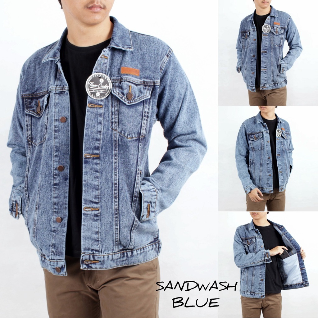 Jaket Jeans Pria Big Size XXL Jaket Denim Remaja Cowok Tebal Anti Luntur Jaket Pria Distro Flower Co