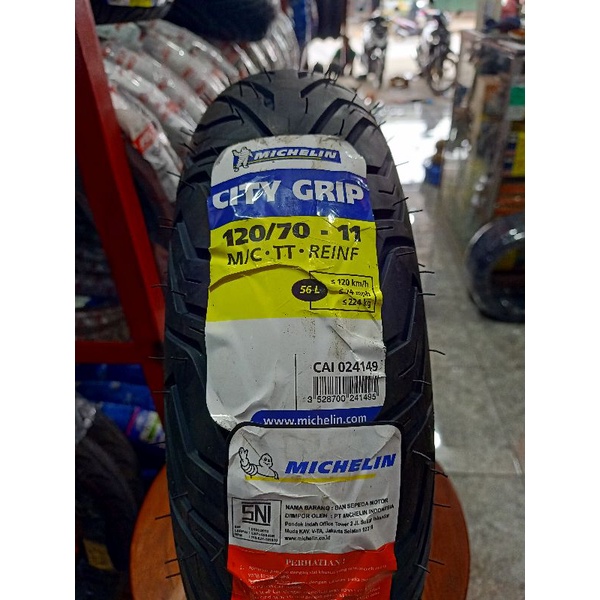 BAN MICHELIN CITY GRIP 120/70-11 BAN TUBELESS MOTOR VESPA LX S LXV 150 2V/ 3V/ 125 IGET