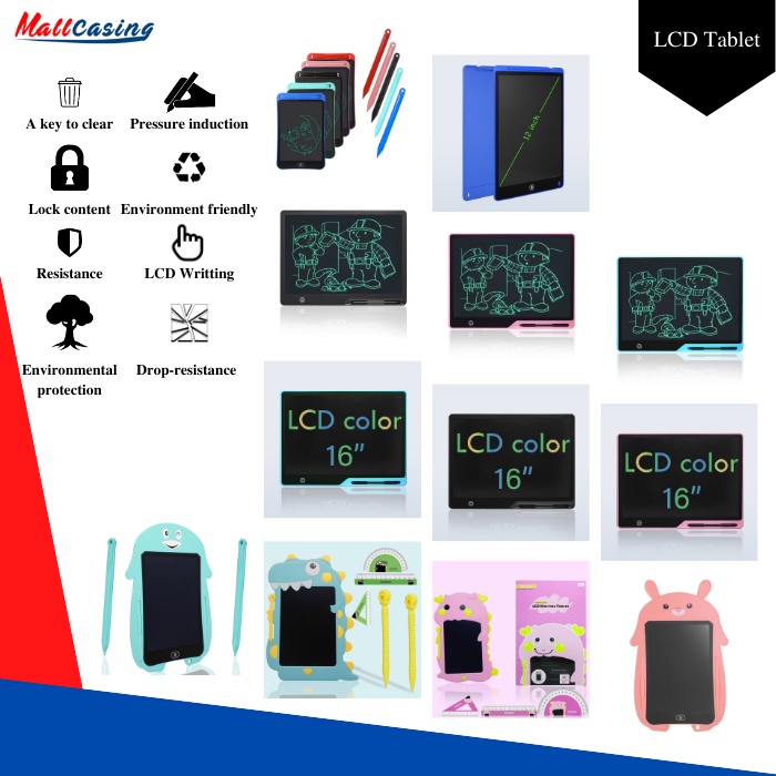 LCD Writing Tablet Papan Tulis LCD Papan Gambar Hapus Papan Tulis Anak LCD Drawing Writing Tablet Belajar LCD 8.5 12 Inch 16 Inch Dinosaurus Rabbit Penguin With Stylus Pen/Papan Tulis Karakter Puppy/LCD Tablet Writing Papan Tulis Mainan Dinosaurus