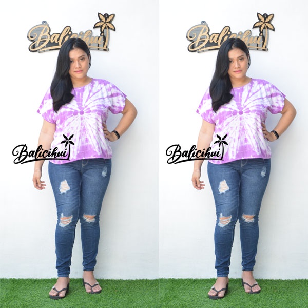 Balicihui Kaos Pelangi Atasan Tiedye Baju Tidur Pelangi Plus Size Big Size Baju Santai wanita