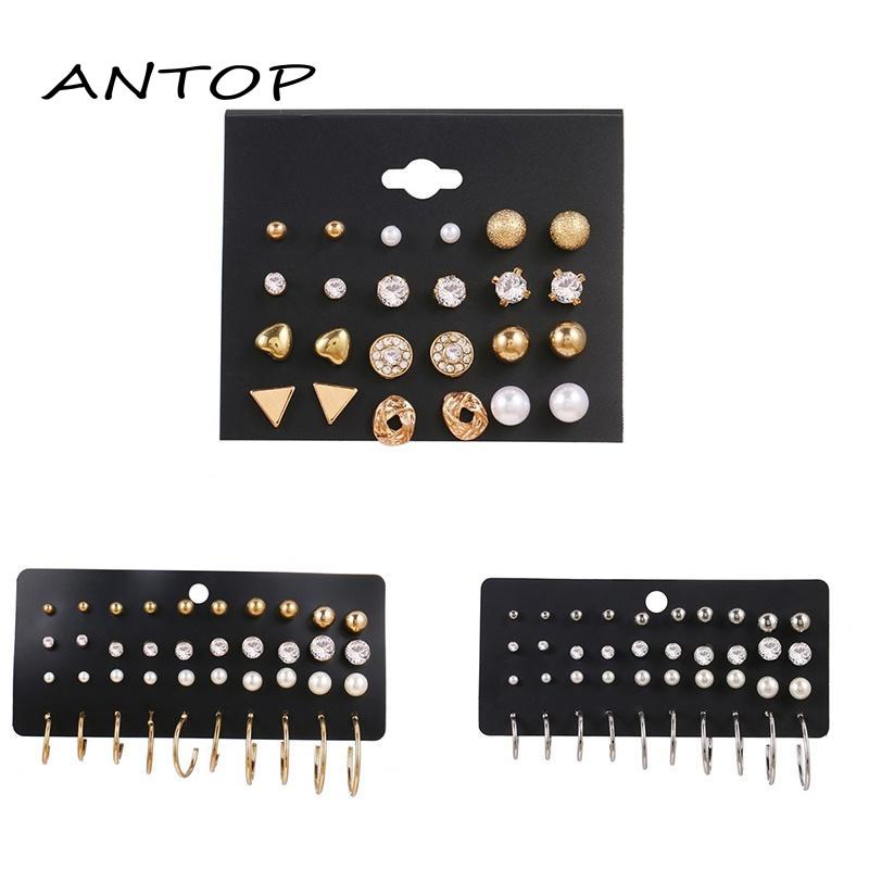 12pcs Anting Wanita Rumbai Mutiara Berlian Liontin Korea Fashion Perhiasan ANTOP