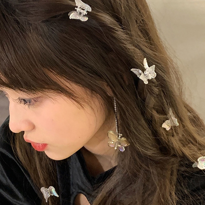 Jepit Rambut Bentuk Butterfly 3D Mini Transparan Gaya Korea Untuk Wanita