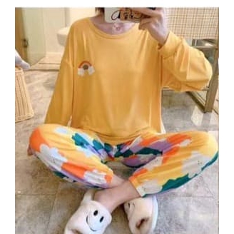 RAINBOW- Piyama /Baju Tidur Dewasa PP Lengan Panjang Celana Panjang/ Import MIX NEW