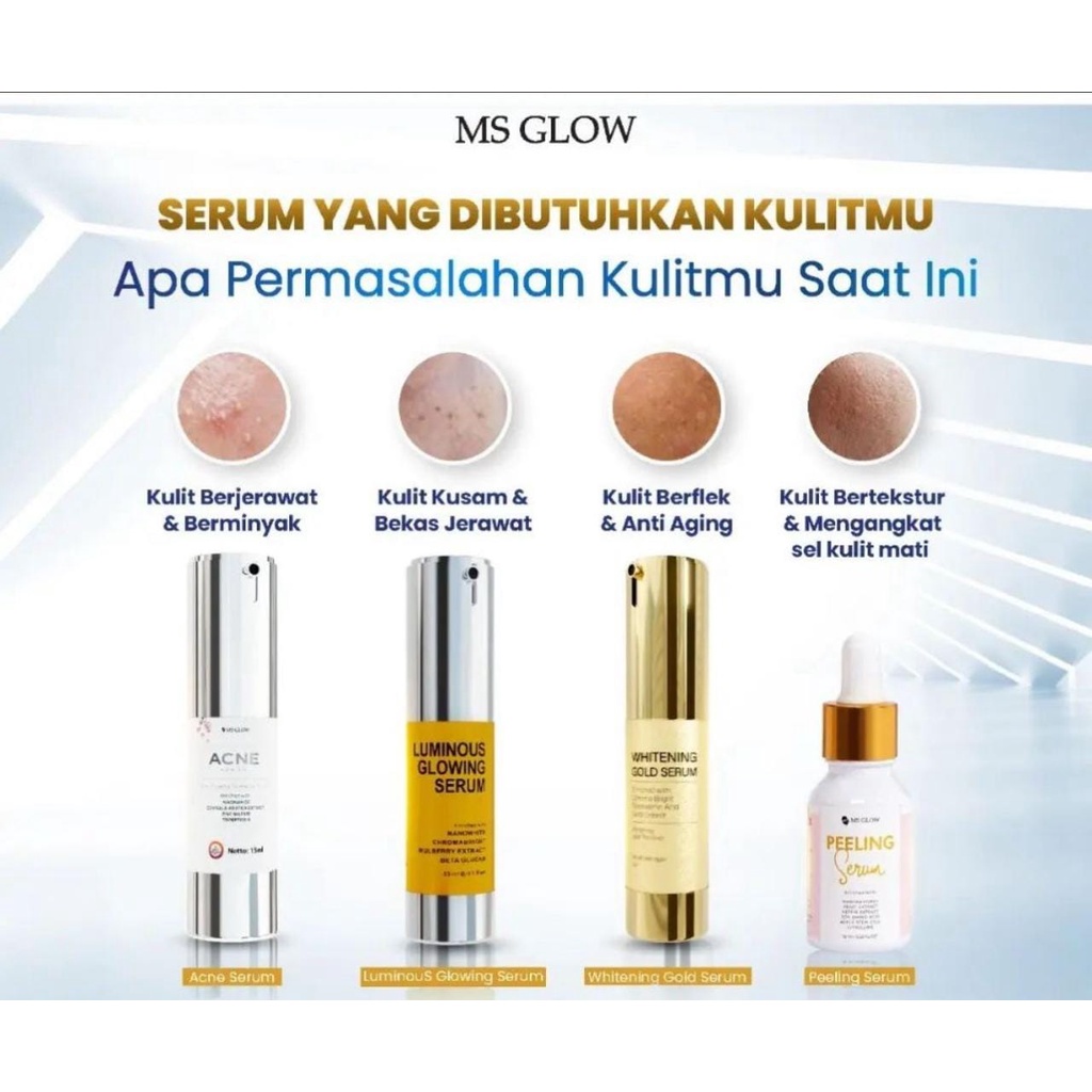 MS GLOW SERUM ACNE, SERUM LUMINOUS, SERUM WHITENING, SERUM PEELING ORIGINAL 100%