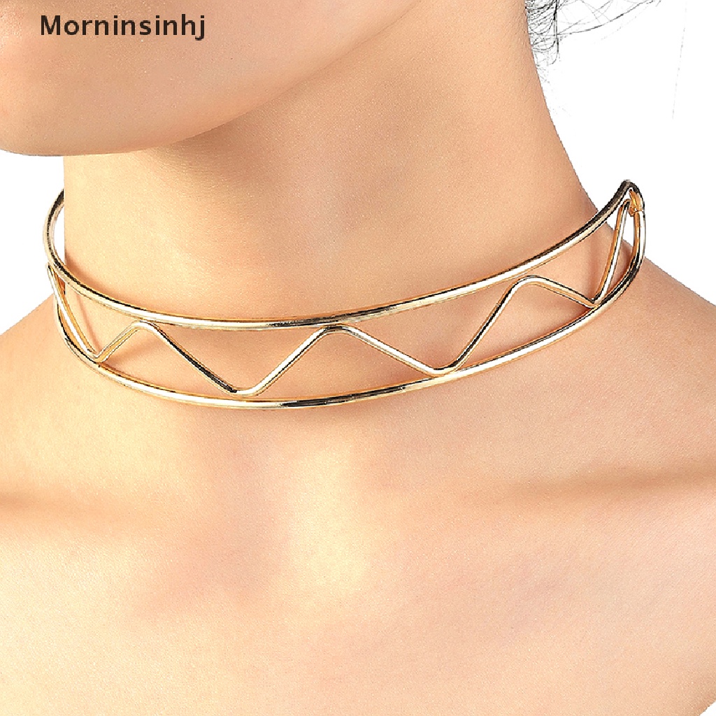 Mornin Kalung Choker Torsi Gaya Punk Sederhana Untuk Wanita Double Metal Line Chokers Dorado Collar Jewelry Gift id