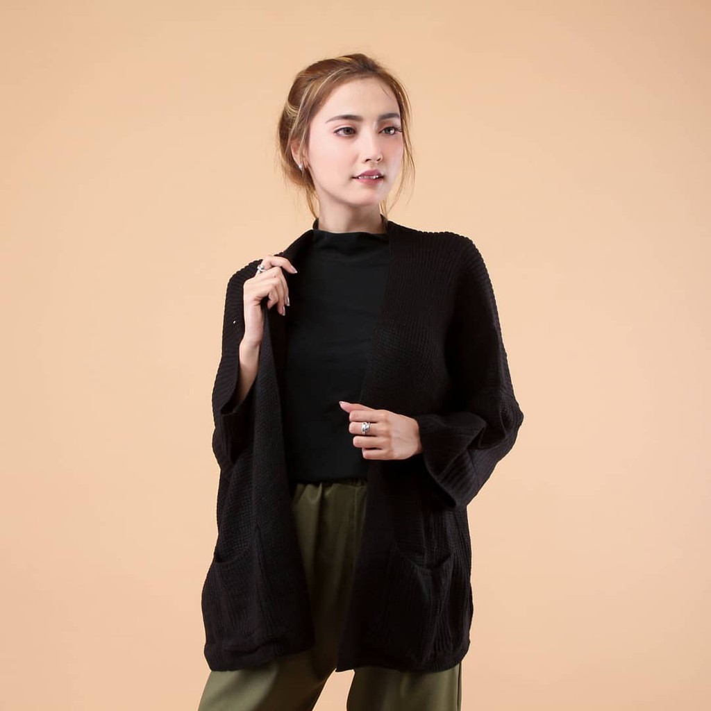 Original Diaz cardy big size jumbo fit L to XXXL real pic 1000% Bahan Rajut Tebal lembut Berkualitas-black