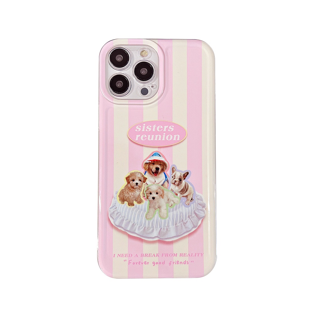 Case Pelindung Bahan Silikon Motif Kartun Anjing Pink Untuk Iphone 14 7 8 Se 2020 7 + 8PLUS 11 12 13 PRO MAX