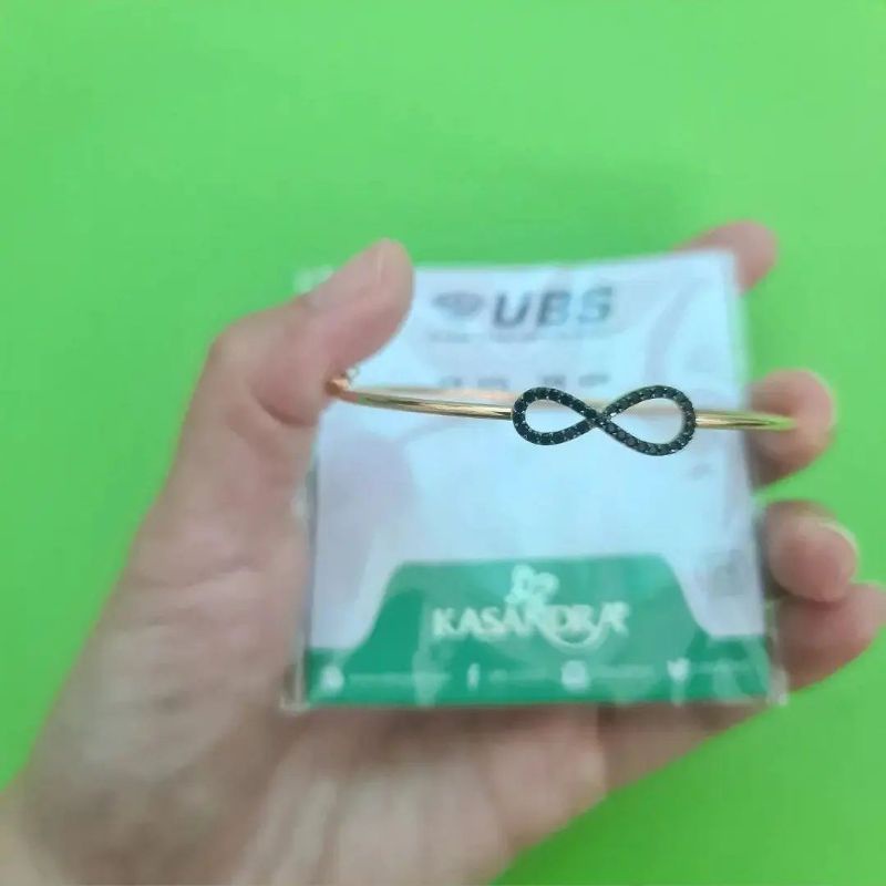 Gelang bangle infinity batu hitam berat ringan UBS kadar 375 8K