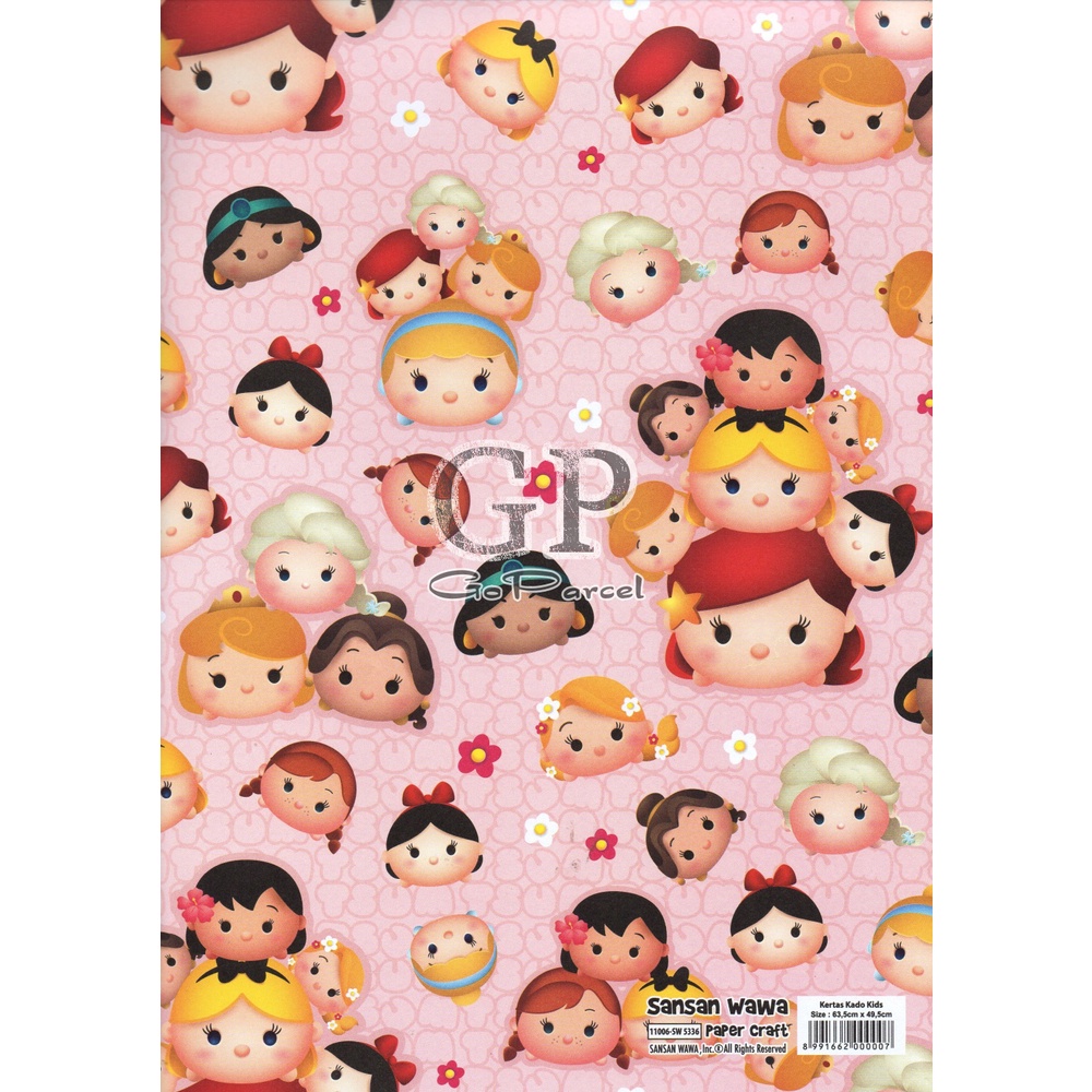 ( 5 Lembar ) TSUM TSUM SANWA  - KERTAS KADO - GIFT WRAP PAPER SANSAN WAWA TSUM TSUM PINK / BLUE / CREAM ORIGINAL DISNEY MICKEY MOUSE