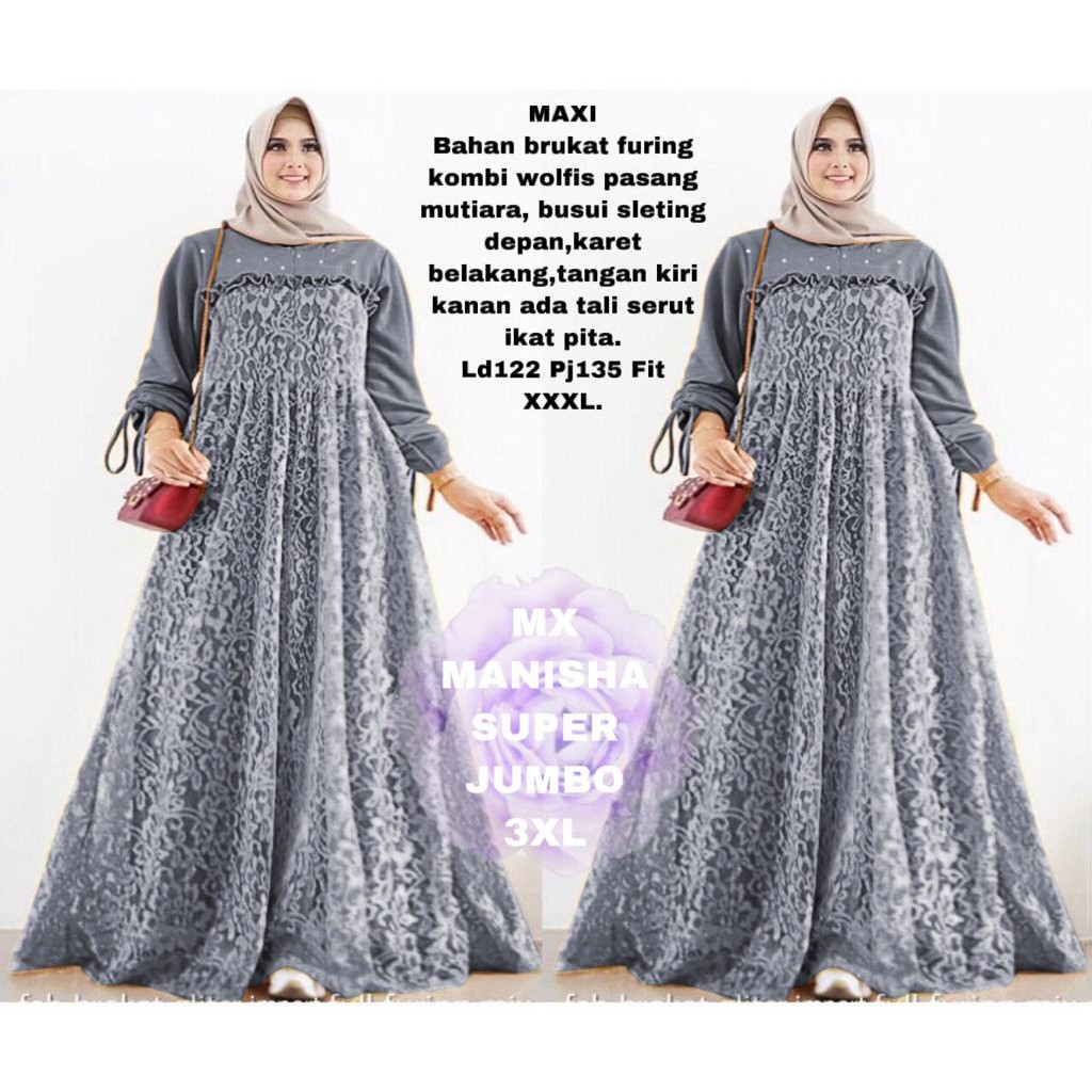 INDOBEST 3XL XXXL MANISHA GAMIS MEWAH / BRUKAT PESTA fashion wanita terlaris