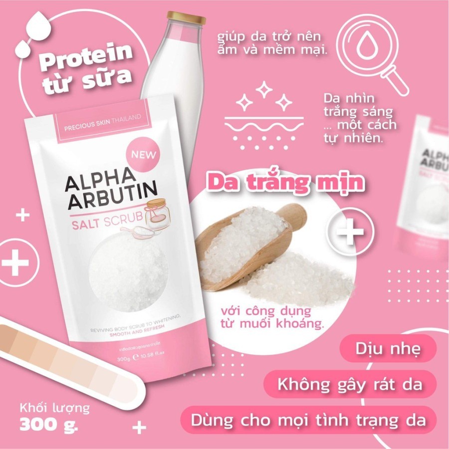 Alpha Arbutin Salt Scrub Whitening Body Shaower Lulur Pemutih Badan