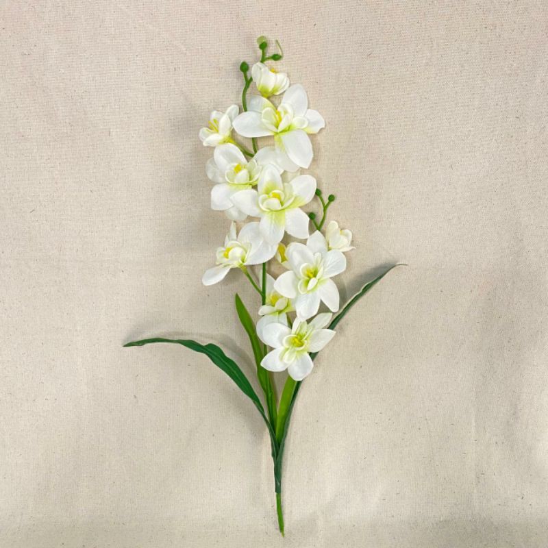Bunga Anggrek Dendro (satuan) Bunga Artificial / Bunga Plastik / Bunga Dekorasi / Pernikahan-Putih