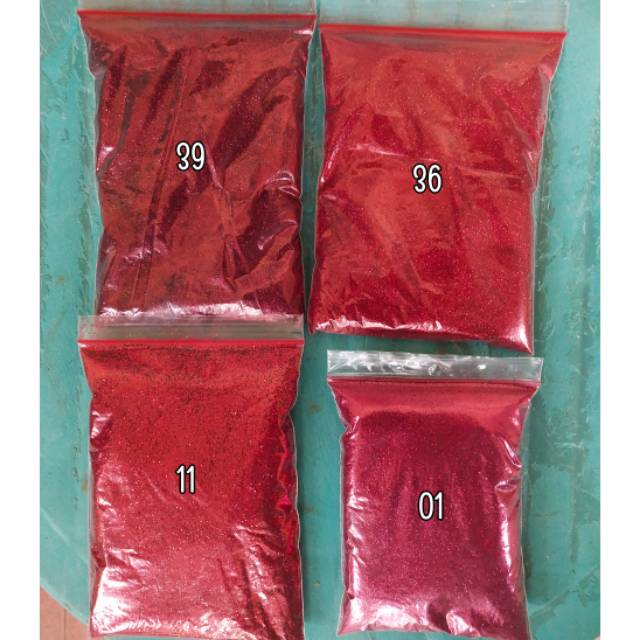 SERBUK GLITTER ANEKA WARNA MERAH / GLITTER MERAH