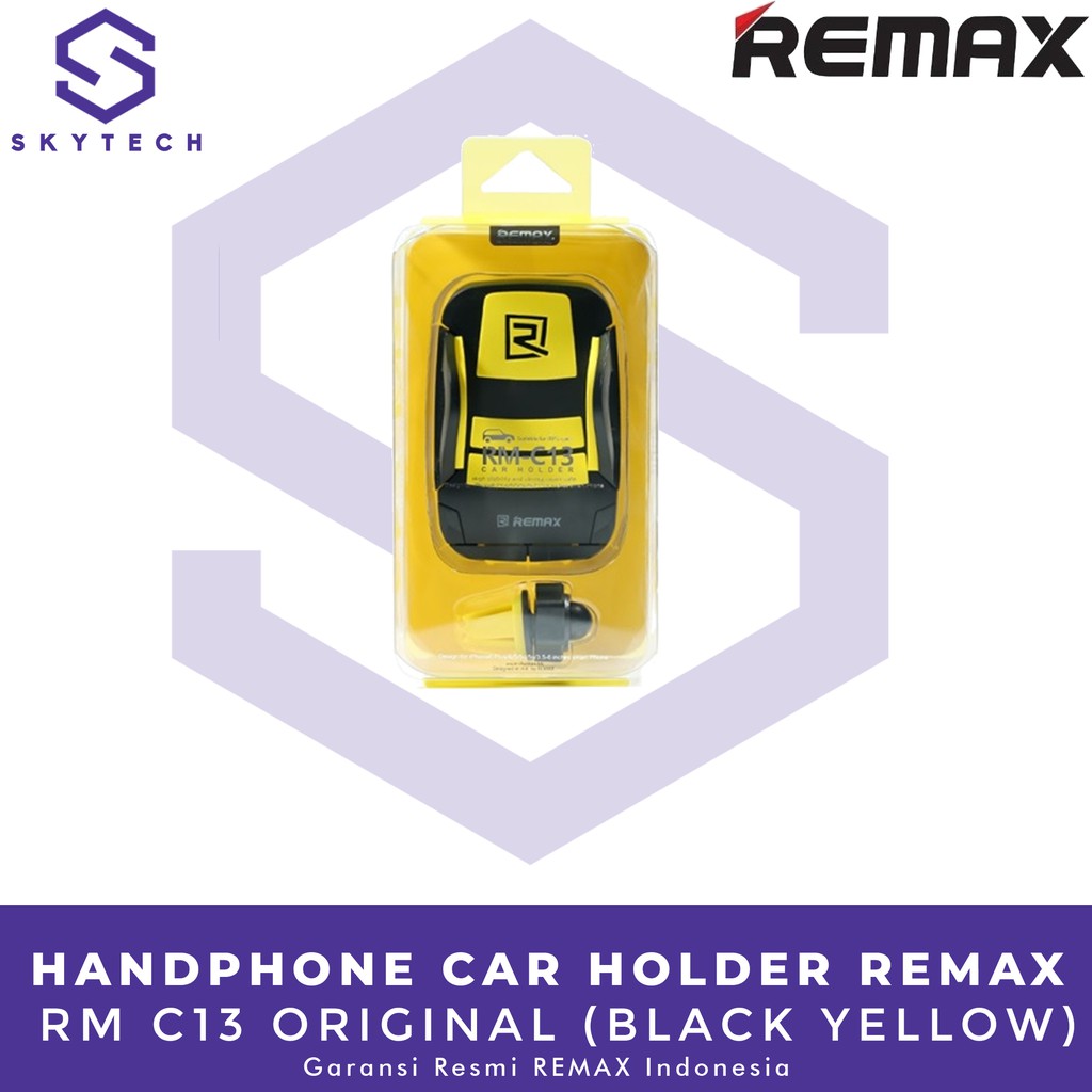 HANDPHONE CAR HOLDER REMAX BLACK YELLOW RM C13 ORIGINAL GARANSI RESMI