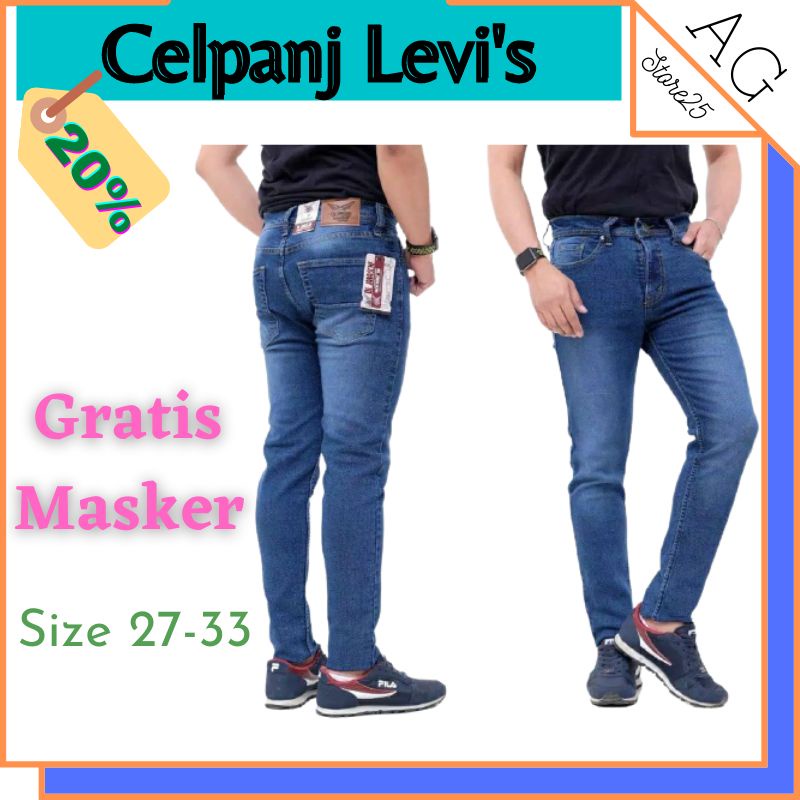 COD√Celana panjang pria levis motif polos dewasa cowok lepis jumbo 501 hitam remaja slimfit 27-34