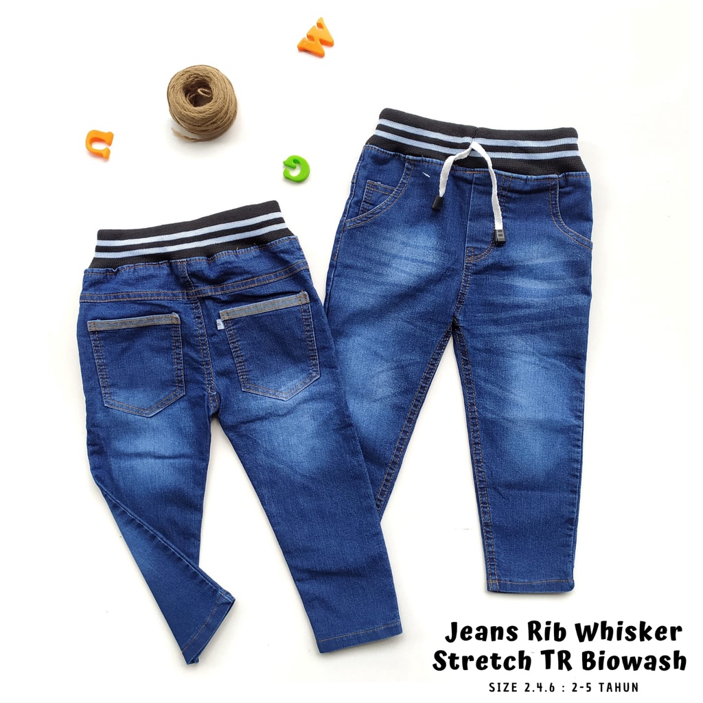 Celana Panjang Jeans Anak Laki Cowok 2-6Tahun JRS1 A Bahan Tebal Melar