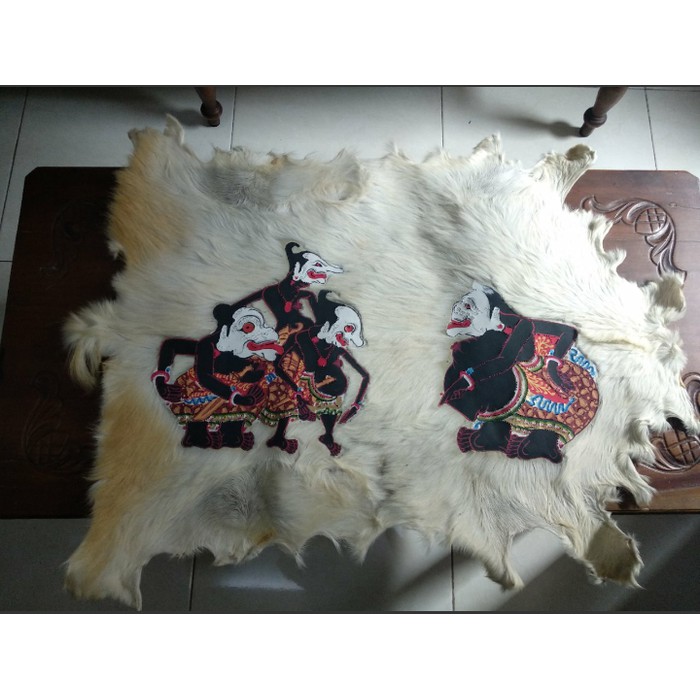 Lukisan Wayang Punokawan Kulit Kambing Full Body 77x55cm