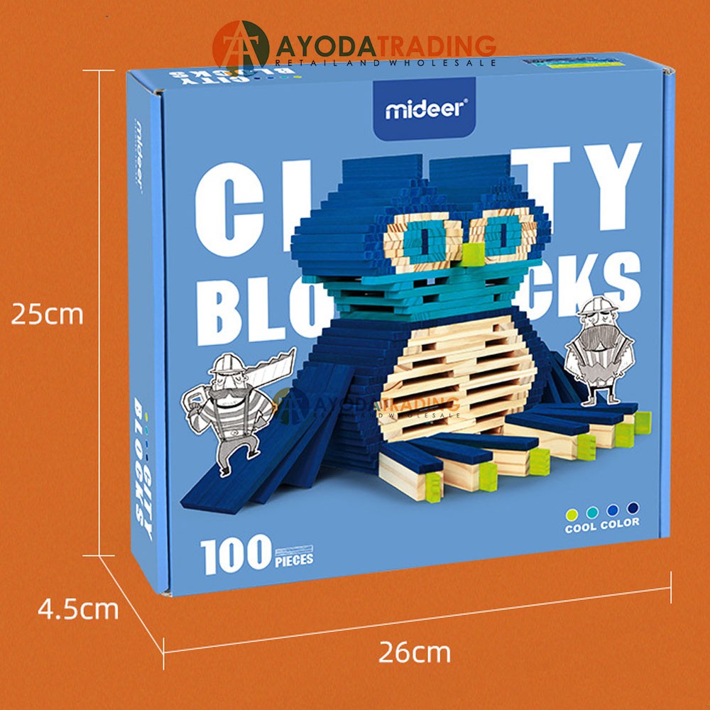 Mideer City Blocks Early Learning STEAM Education 100pcs Blue