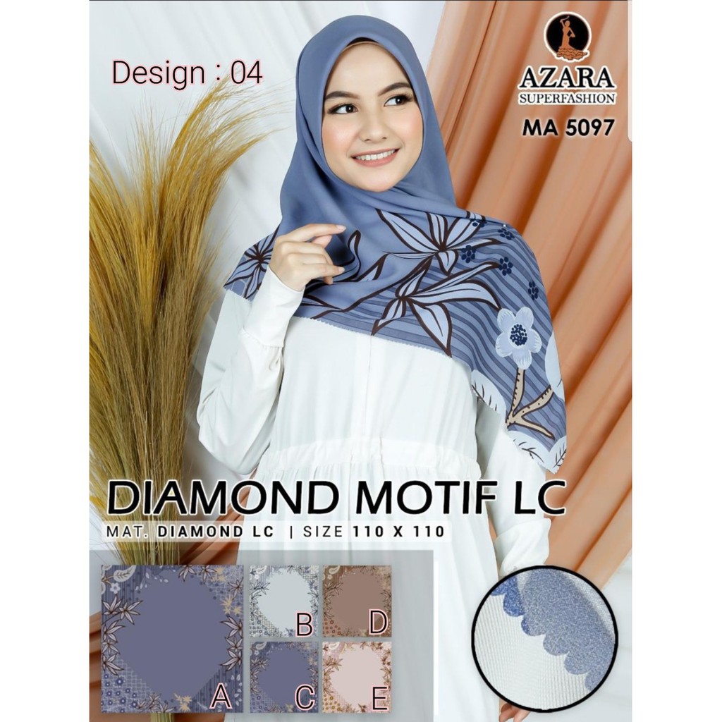 Jilbab Segi Empat Crepe Diamond Motif Laser Cut LC By Azara Design 04