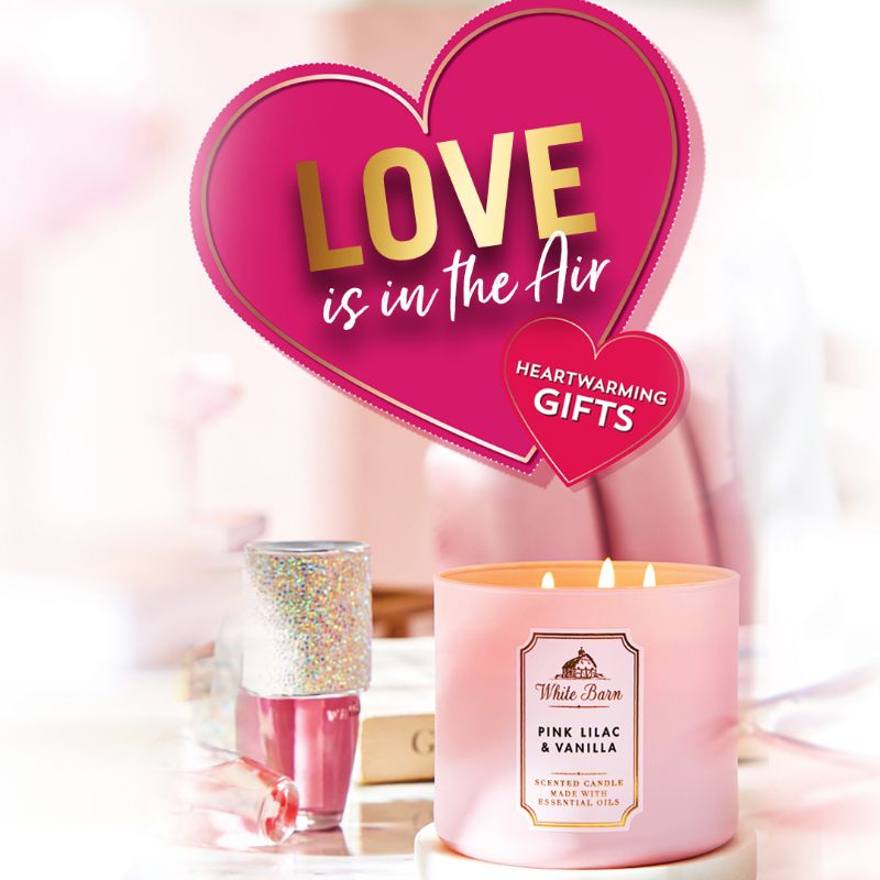 BATH &amp; BODY WORKS BBW PINK LILAC &amp; VANILLA MADE WITH ESSENTIAL OILS WHITE BARN 1 SINGLE WICK SCENTED CANDLE 198 G PENGHARUM RUANGAN