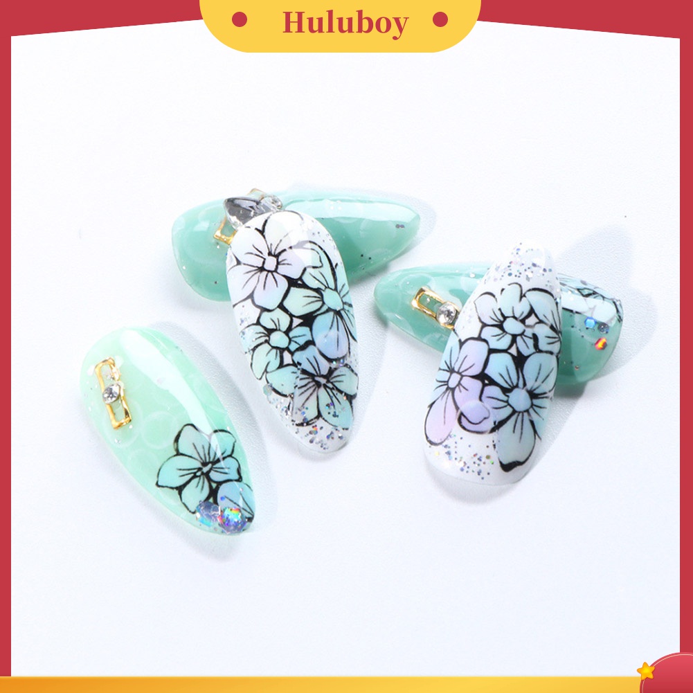 Huluboy Huluboy♡ 10 Lembar Stiker Kuku Motif Print Bunga Untuk Dekorasi Manicure