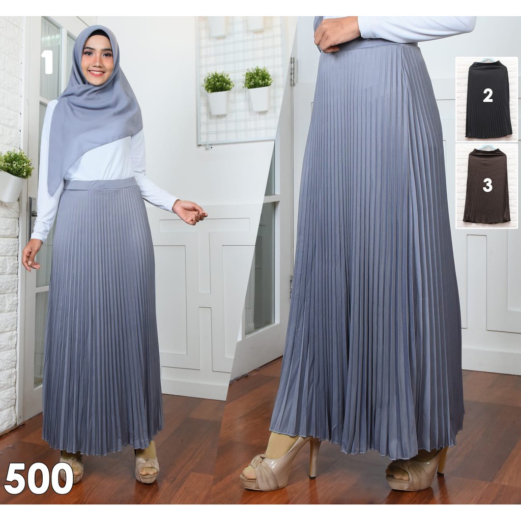 Rok Plisket Bahan Kaos