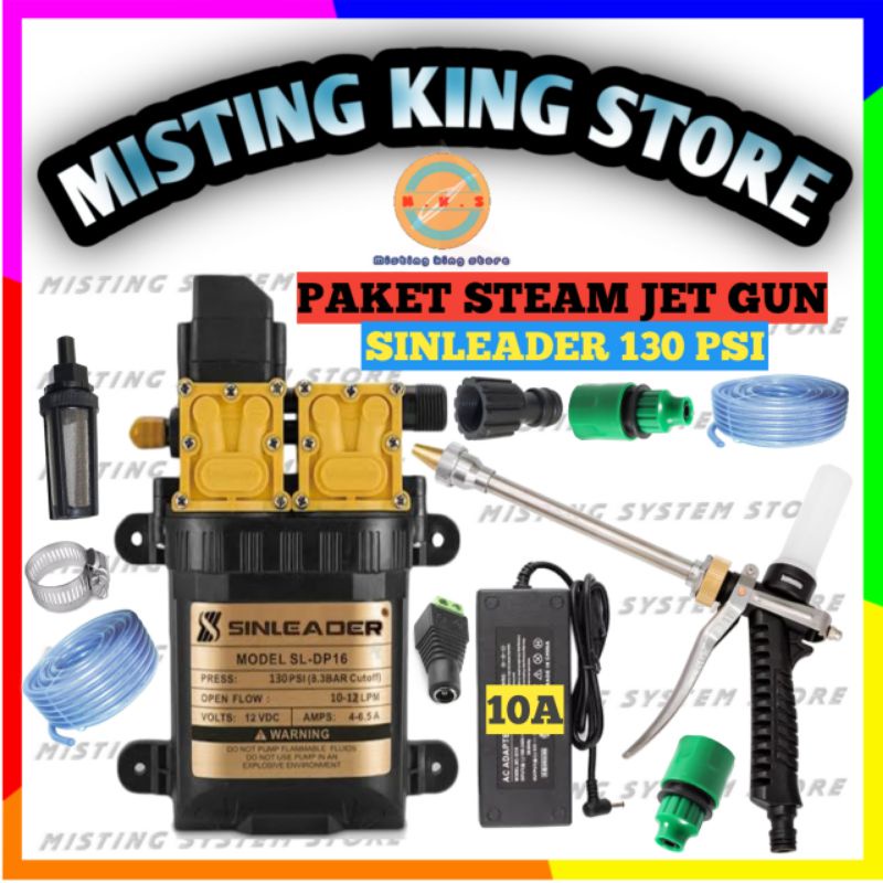 PAKET ALAT CUCI SIRAM MOTOR MOBIL AC STEAM POMPA DC 12V DOUBLE PUMP SINLEADER ORIGINAL ALAT SIRAM TAMAN KEBUN JET SPRAY SPRAYER GUN TABUNG SABUN ADAPTOR 10A MURNI QUICK RELEASE SELANG BENANG TEBAL PRESSURE WASHER SPRAYER