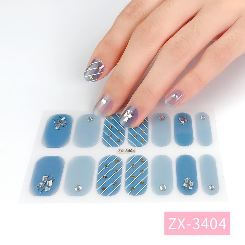 Stiker Kuku 3d Motif Berlian / Mutiara Warna Gradasi Tahan Air Untuk Nail Art / Manicure DIY