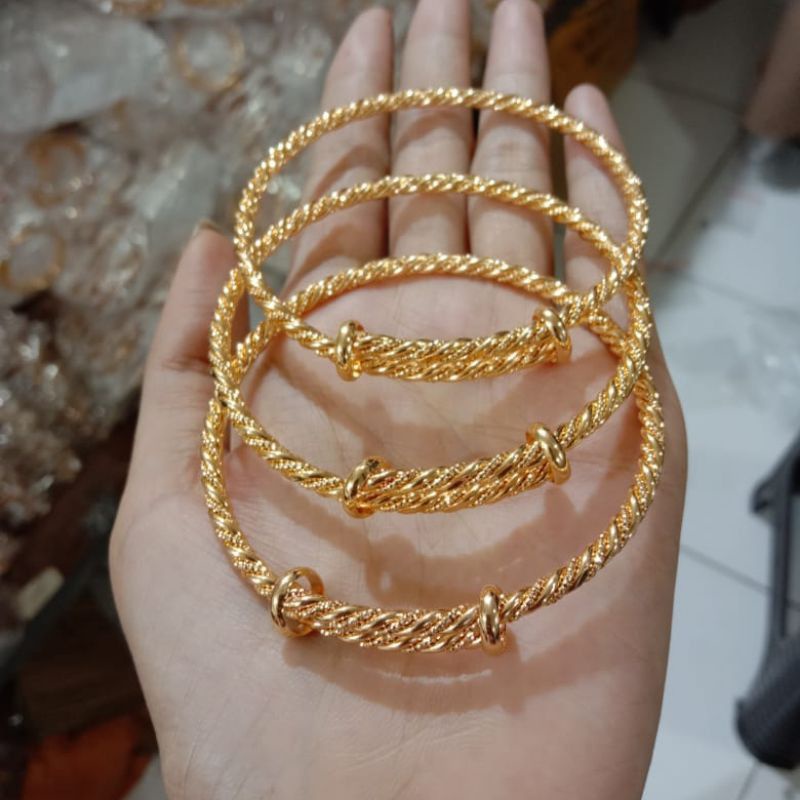(Anti Karat) GELANG PLINTIR BANGLE LAPIS EMAS 18K