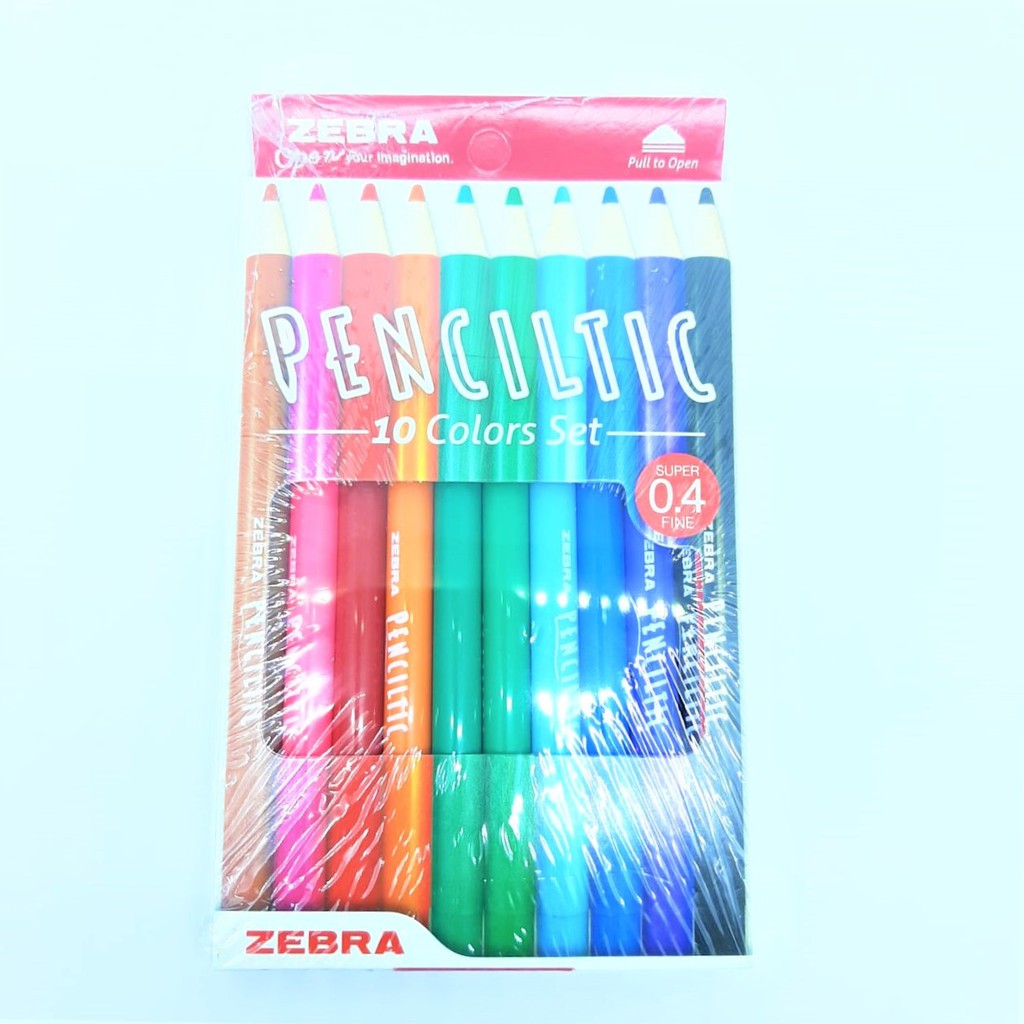 

BALLPEN / PULPEN / BALLPOINT FINE 0.4 ZEBRA PENCILTIC SET (ISI 10 COLORS)
