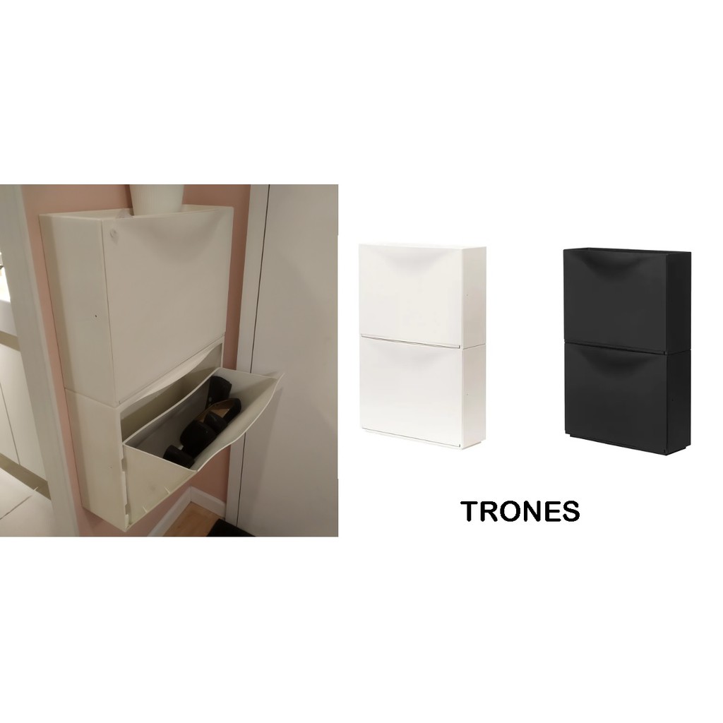 TRONES Kabinet tempat sepatu 2 buah Shopee Indonesia