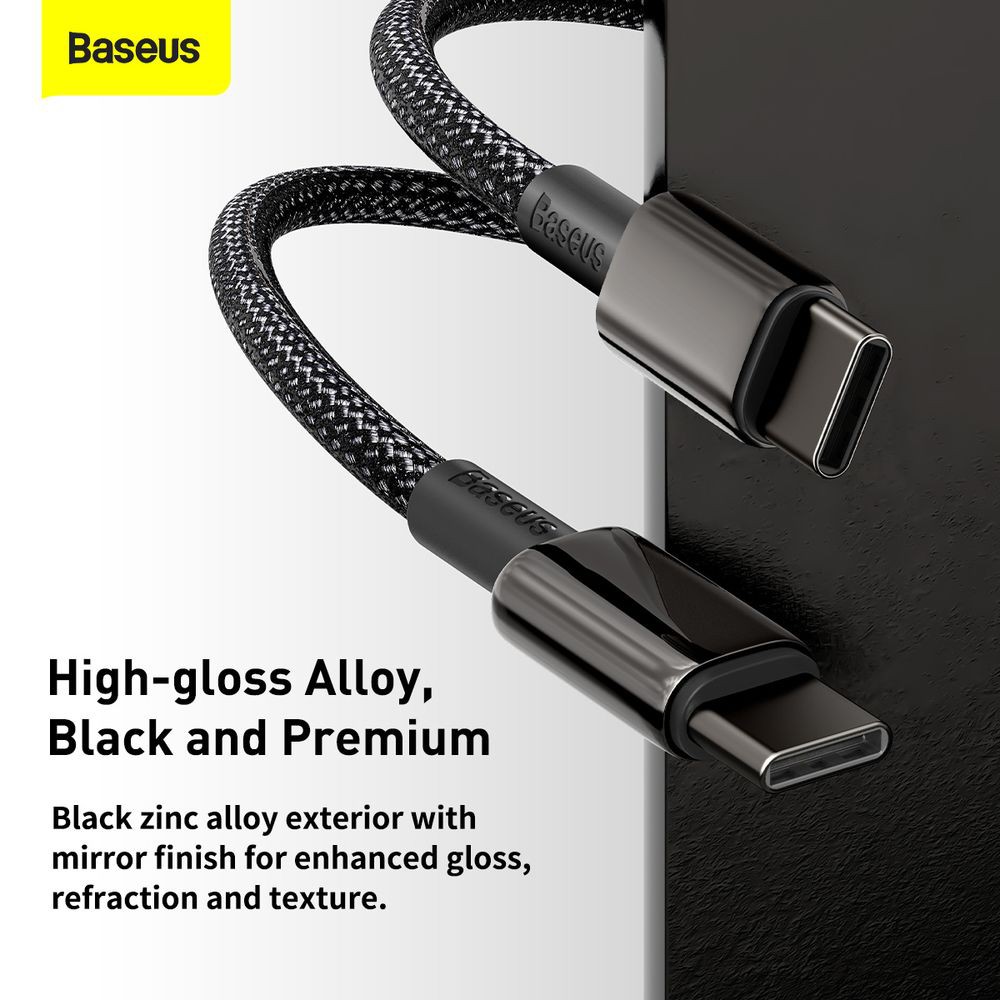 BASEUS ORIGINAL Kabel Data Tungsten Gold Type C to Type C 100W 5A Super Fast Charging Samsung Oppo