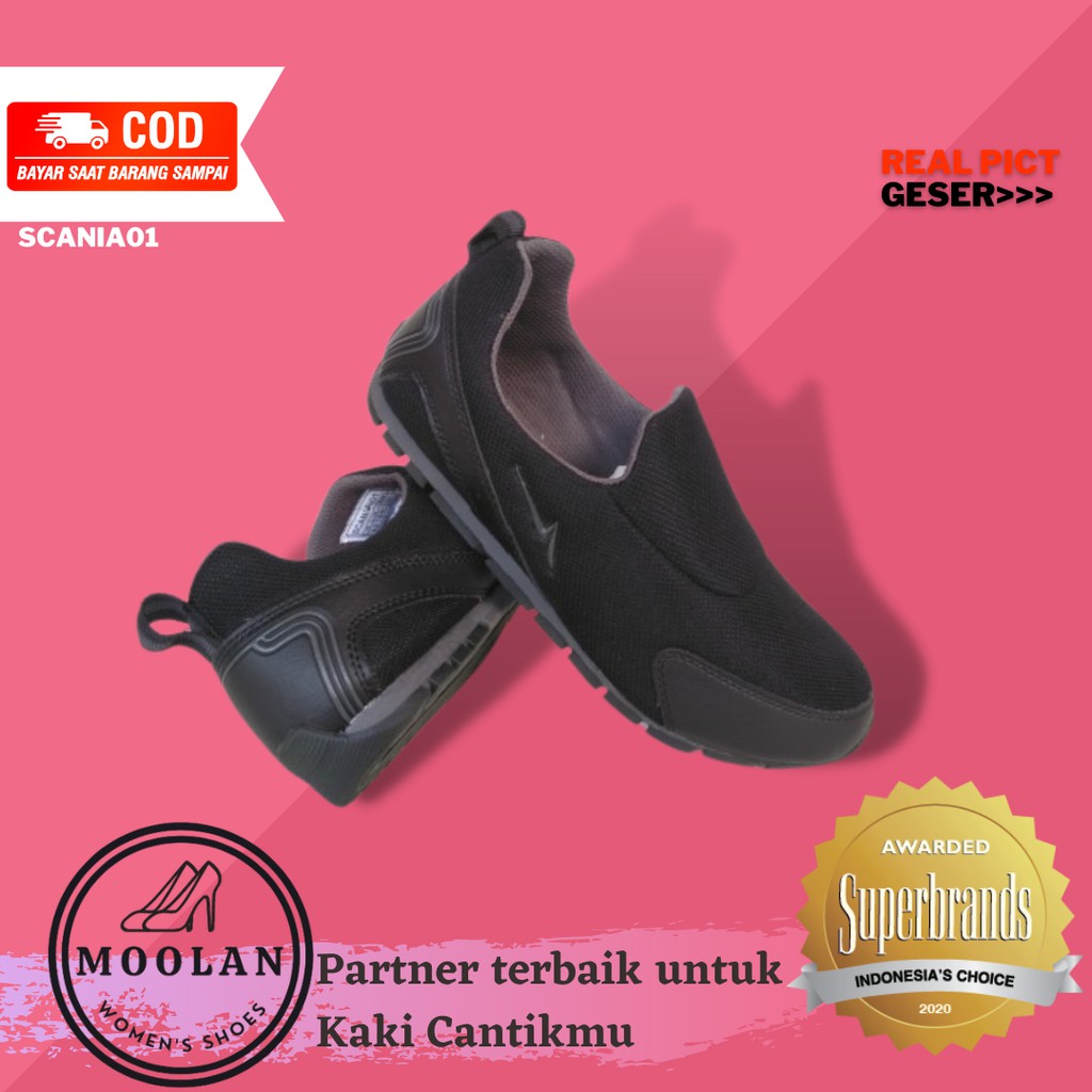 sepatu wanita slop tanpa tali sneakers kekinian import