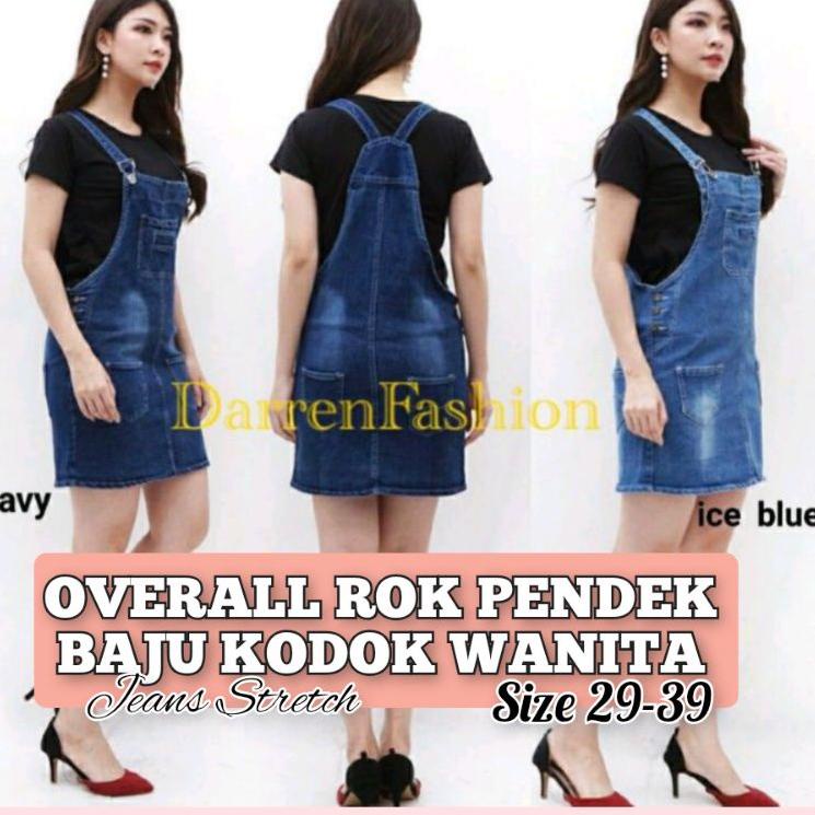 Rok Overall Jeans Pendek . Rok Overall Jeans Strech BAJU KODOK JUMBO WANITA 29-40 GV6FC6356