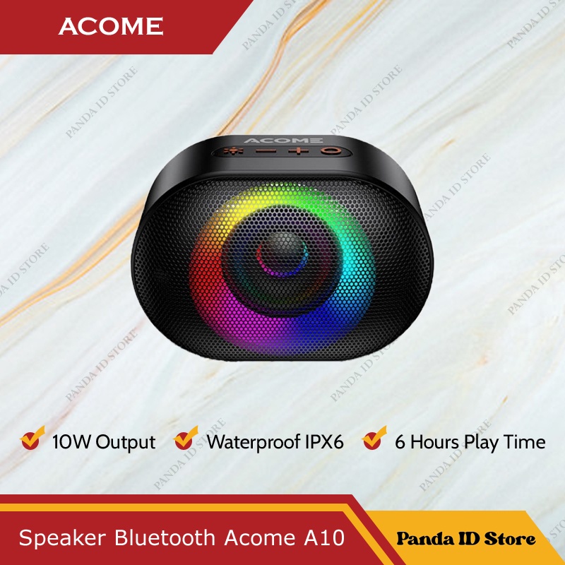 Speaker Bluetooth 5.0 Acome A10 TWS RGB Light Party Waterproof IPX6