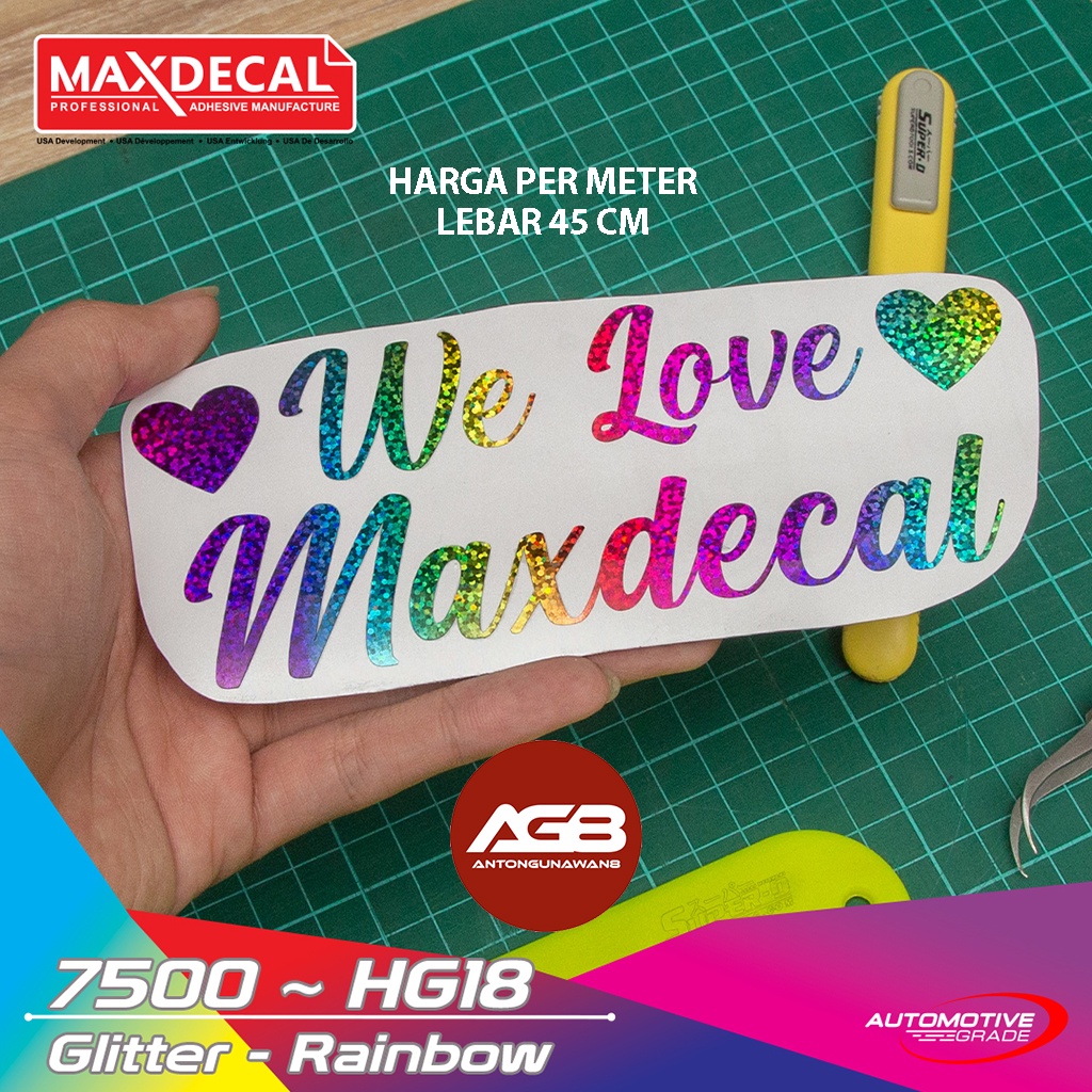 

Sticker Hologram MAXDECAL RAINBOW 7500 HG18 Glitter Pelangi LENTUR Premium Lebar 45cm ECER per METER
