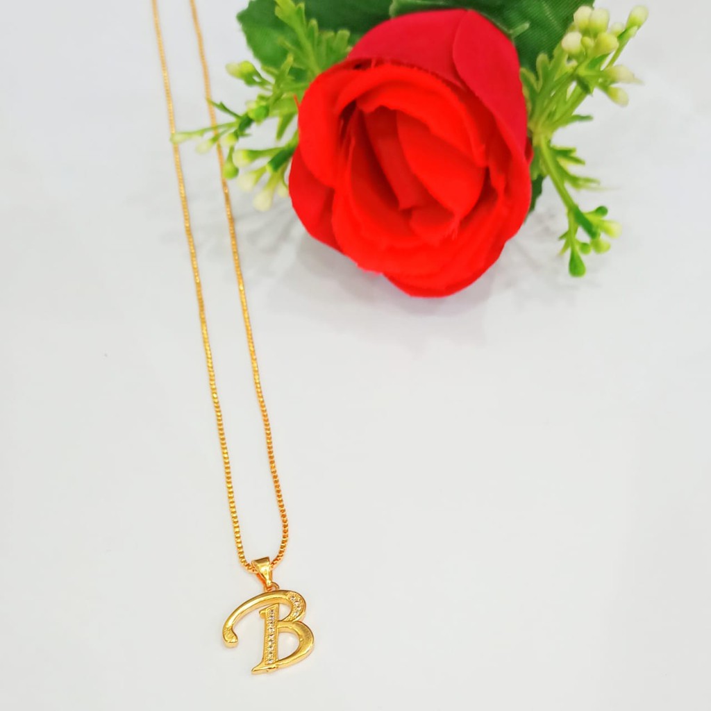 Kalung Plus Liontin Inisial Huruf Latin A-Z perhiasan wanita Gold Modern (COD)