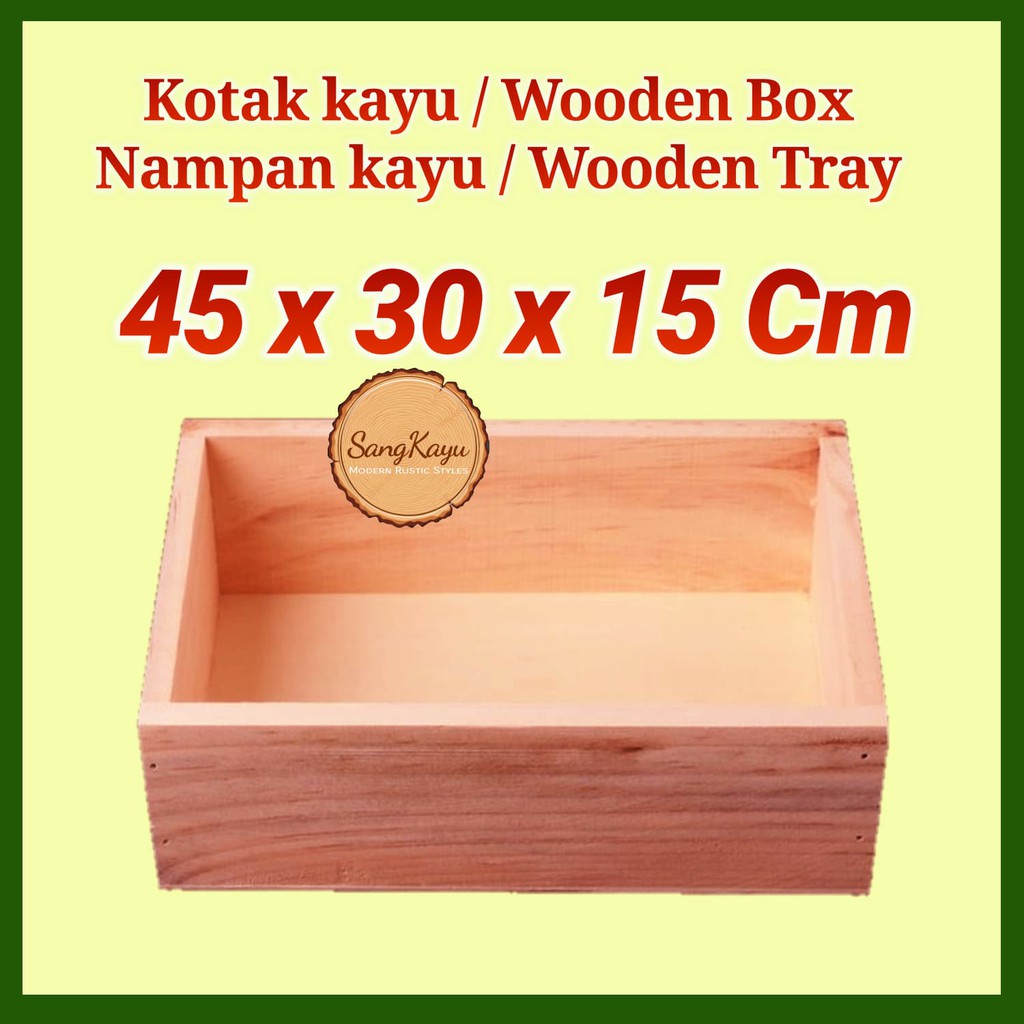 Kotak kayu nampan 45x30x15CM Wooden tray kota seserahan hantaran kayu