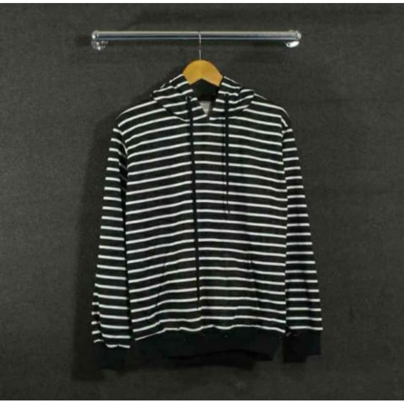 kaos hoodie salur lengan panjang plus rip bawah