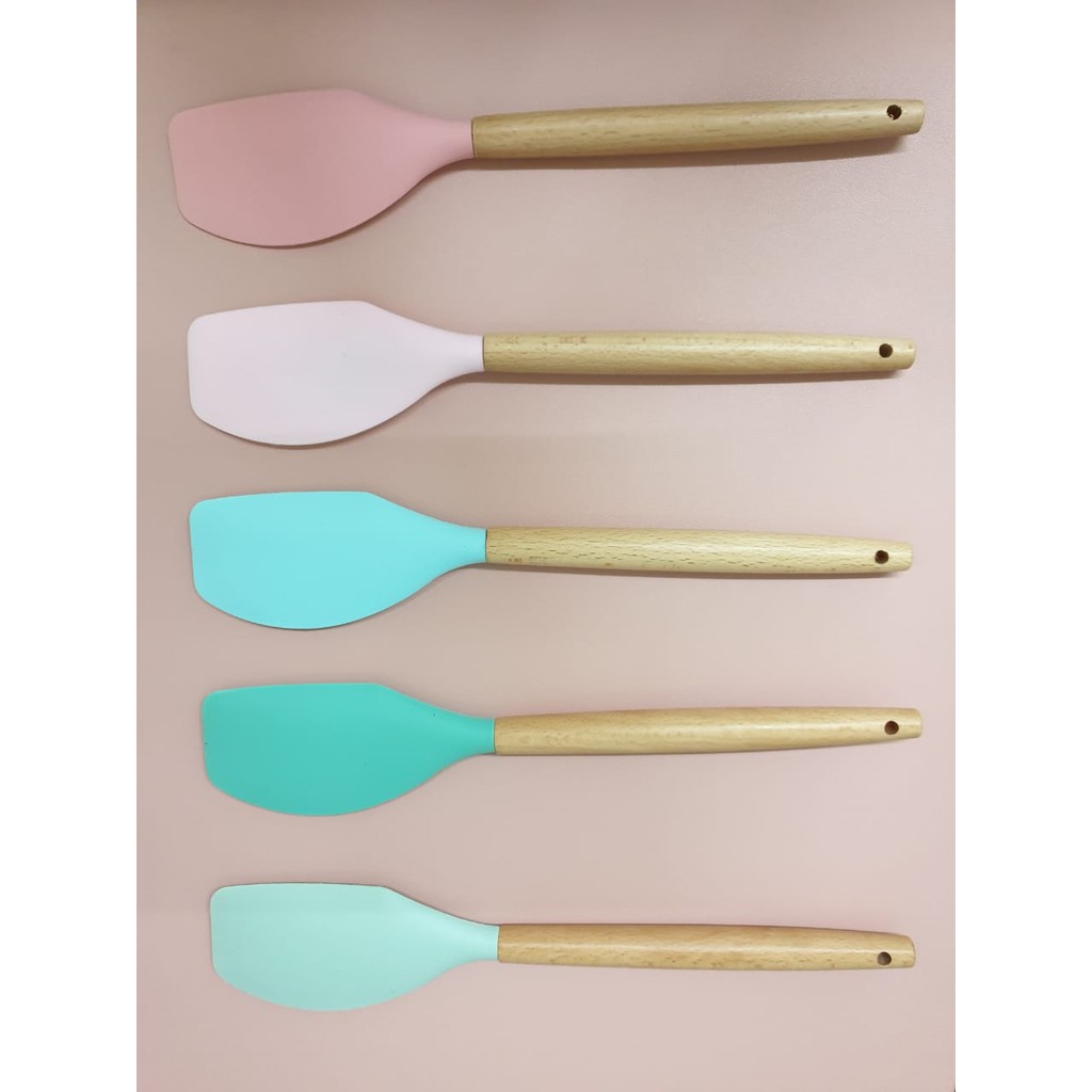 Spatula Wood Handle Silicone Sutil Silikon Gagang Kayu